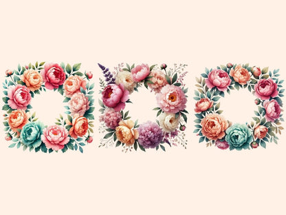 Peony Wreaths Clipart boho floral wreath floral wreath png flower clipart - WondersArtist