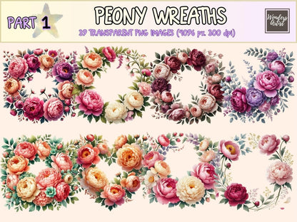 Peony Wreaths Clipart boho floral wreath floral wreath png flower clipart - WondersArtist