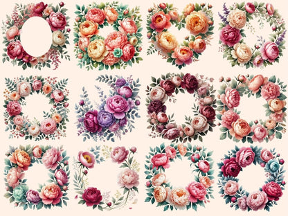 Peony Wreaths Clipart boho floral wreath floral wreath png flower clipart - WondersArtist