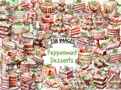 Peppermint Desserts Watercolor Clipart christmas clipart - Wonders Artist