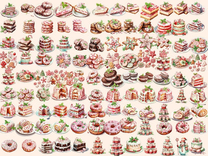 Peppermint Desserts Watercolor Clipart christmas clipart - Wonders Artist