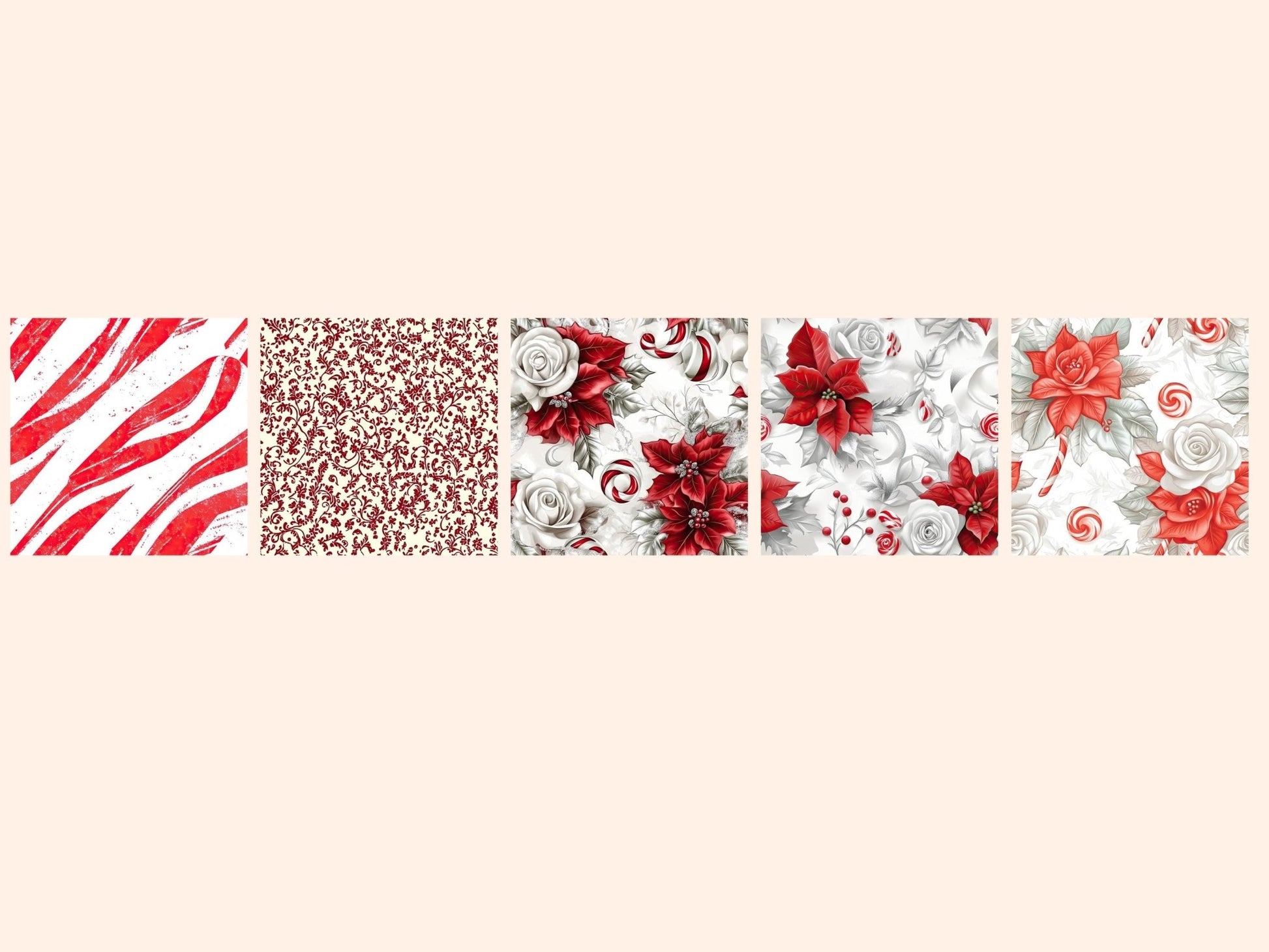 Peppermint Spice Seamless Digital Paper - High - Quality Instant Digital Download for Creative Projects