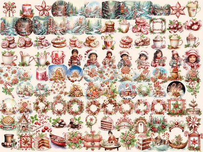 Peppermint Spice Watercolor Clipart candy cane clipart - Wonders Artist