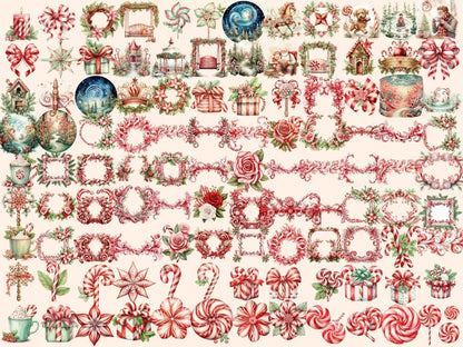Peppermint Spice Watercolor Clipart candy cane clipart - Wonders Artist