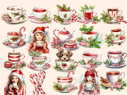 Peppermint Tea Watercolor Clipart christmas clipart - Wonders Artist