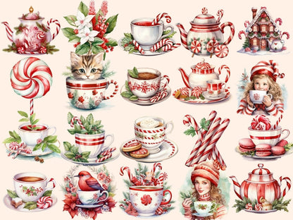 Peppermint Tea Watercolor Clipart christmas clipart - Wonders Artist