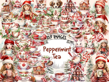 Peppermint Tea Watercolor Clipart christmas clipart - Wonders Artist