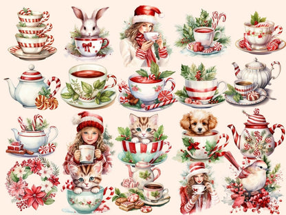 Peppermint Tea Watercolor Clipart christmas clipart - Wonders Artist