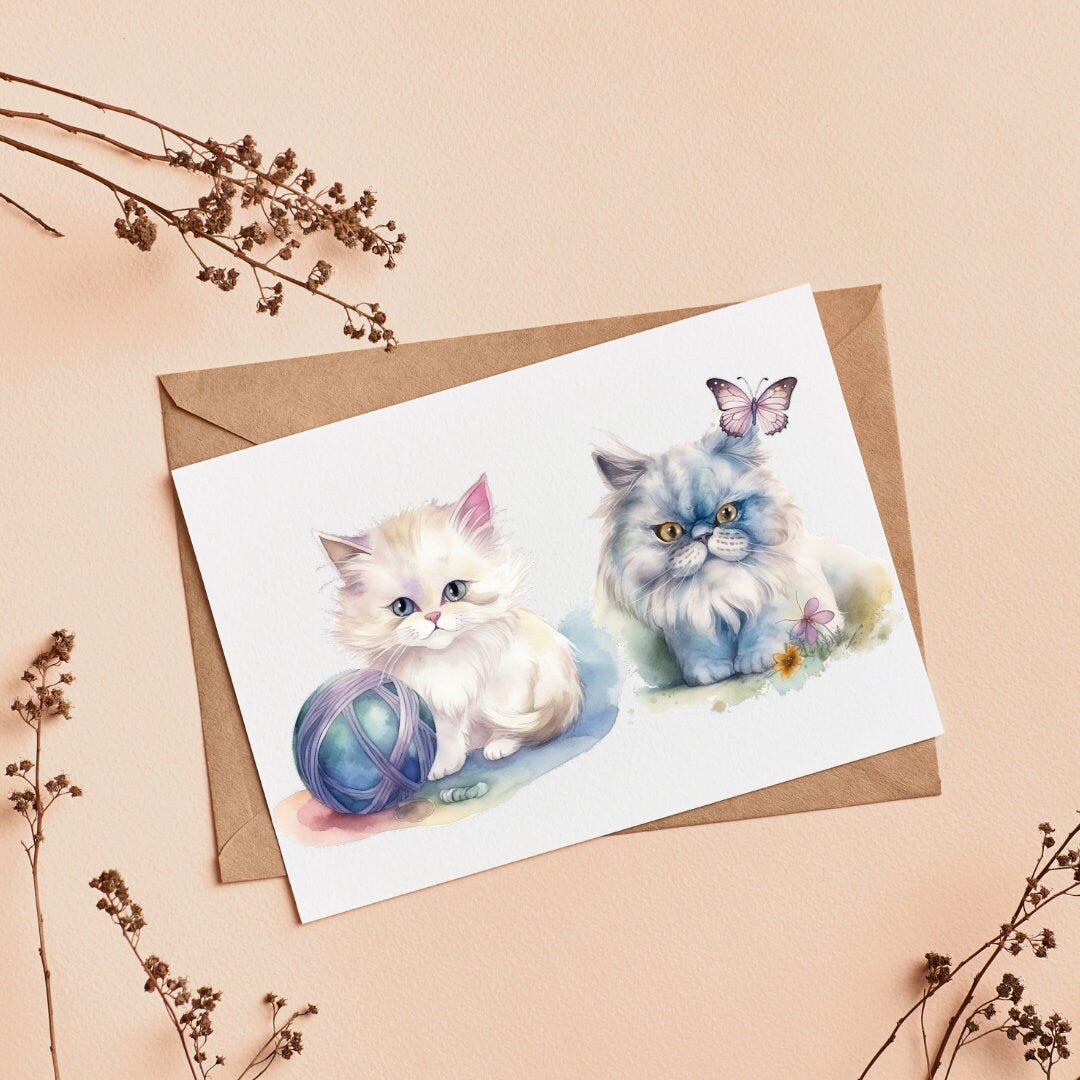 Persian Cat Watercolor Clipart - High - Quality Instant Digital Download for Creative Projects