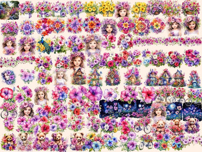 Petunias Watercolor Clipart cute petunia png - Wonders Artist