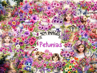 Petunias Watercolor Clipart cute petunia png - Wonders Artist
