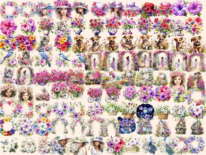 Petunias Watercolor Clipart cute petunia png - Wonders Artist