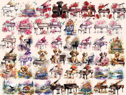 Piano Watercolor Clipart antique piano png - Wonders Artist