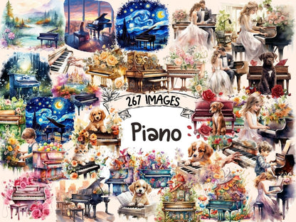 Piano Watercolor Clipart antique piano png - Wonders Artist