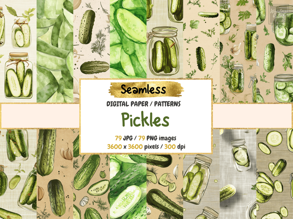 Pickles Digital Paper All Bundles Backgrounds Digital Paper - WondersArtist