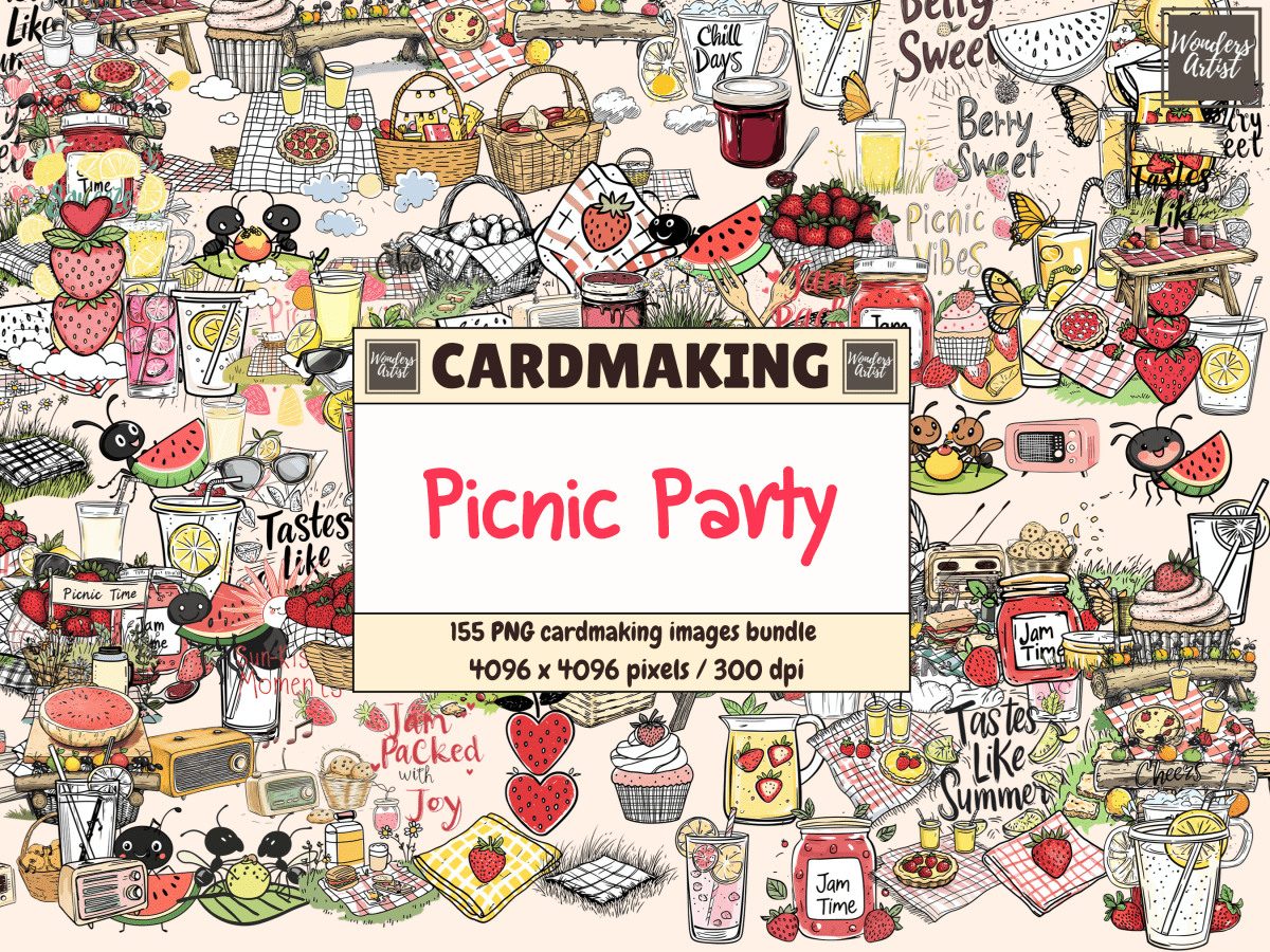 Picnic Party Cardmaking Clipart All Bundles Cardmaking Clipart - WondersArtist