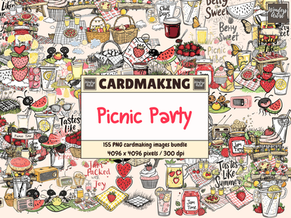 Picnic Party Cardmaking Clipart All Bundles Cardmaking Clipart - WondersArtist