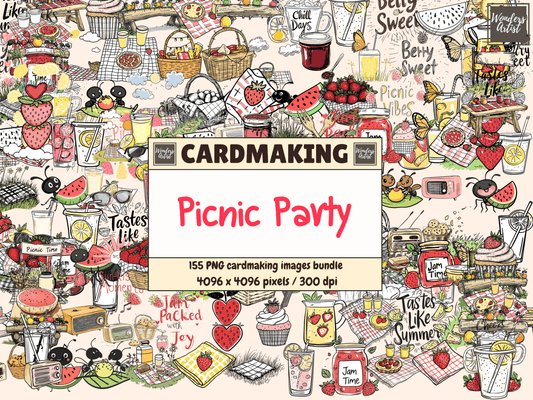 Picnic Party Cardmaking Clipart All Bundles Cardmaking Clipart - WondersArtist