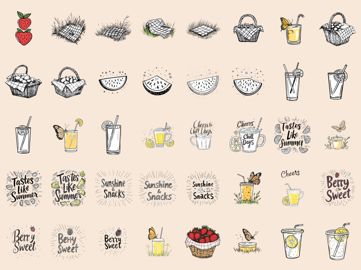 Picnic Party Cardmaking Clipart All Bundles Cardmaking Clipart - WondersArtist