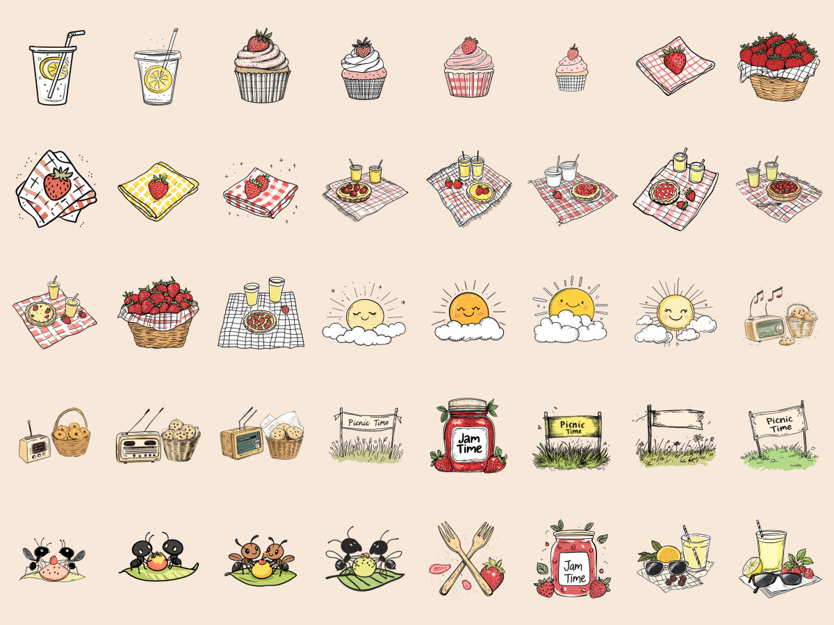 Picnic Party Cardmaking Clipart All Bundles Cardmaking Clipart - WondersArtist