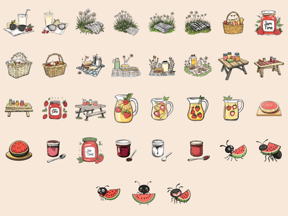 Picnic Party Cardmaking Clipart All Bundles Cardmaking Clipart - WondersArtist