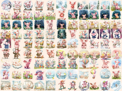 Pigs Watercolor Clipart baby pig clipart - Wonders Artist