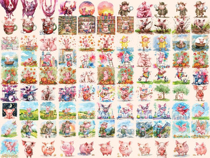 Pigs Watercolor Clipart baby pig clipart - Wonders Artist