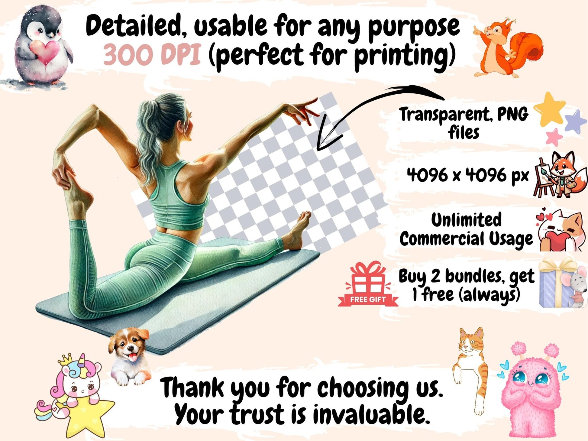 Pilates Clipart - High - Quality Instant Digital Download for Creative Projects