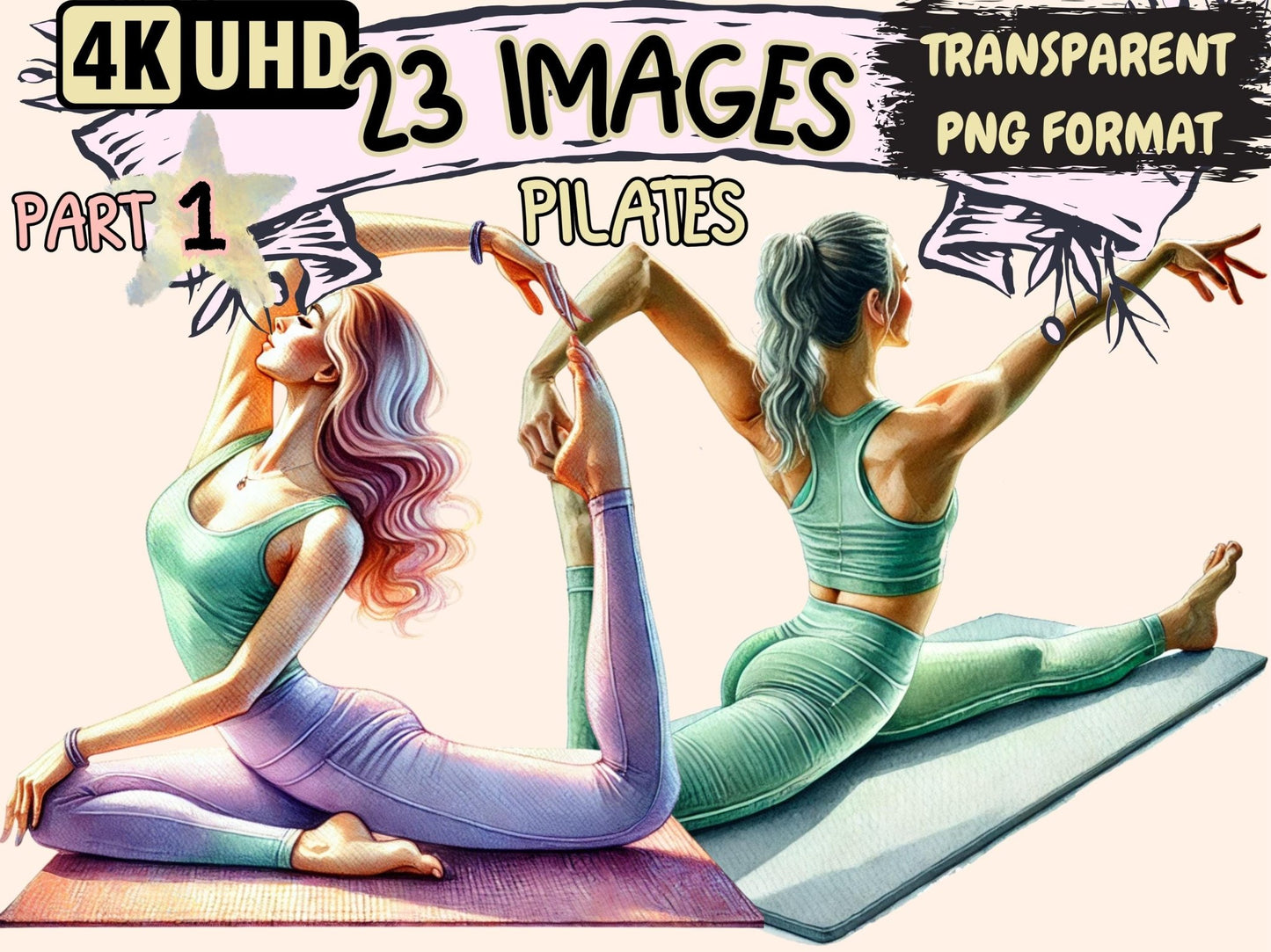 Pilates Clipart - High - Quality Instant Digital Download for Creative Projects