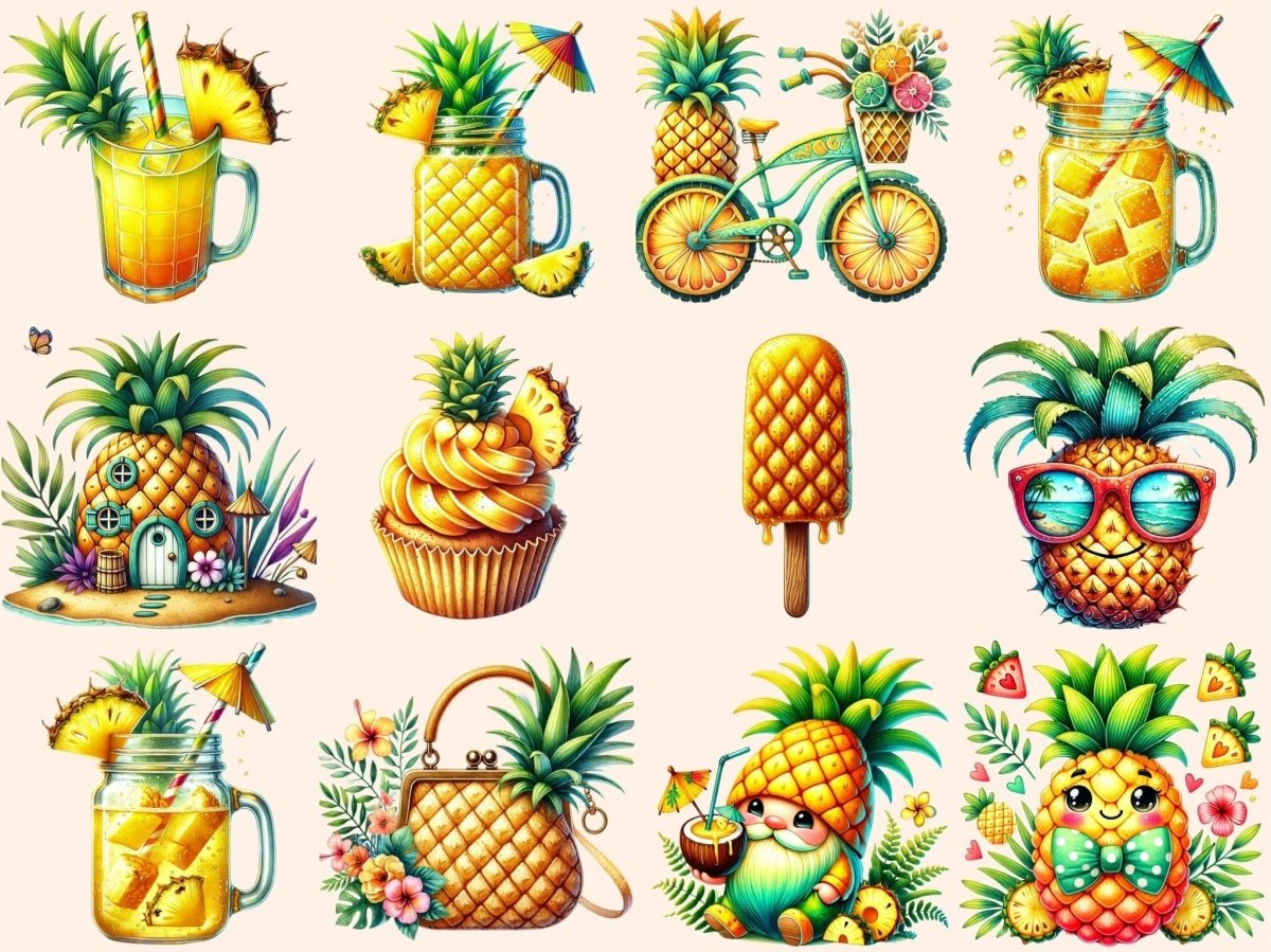 Pineapples Clipart beach fruit png cute pineapple png exotic fruit png - WondersArtist