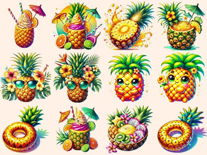 Pineapples Clipart beach fruit png cute pineapple png exotic fruit png - WondersArtist