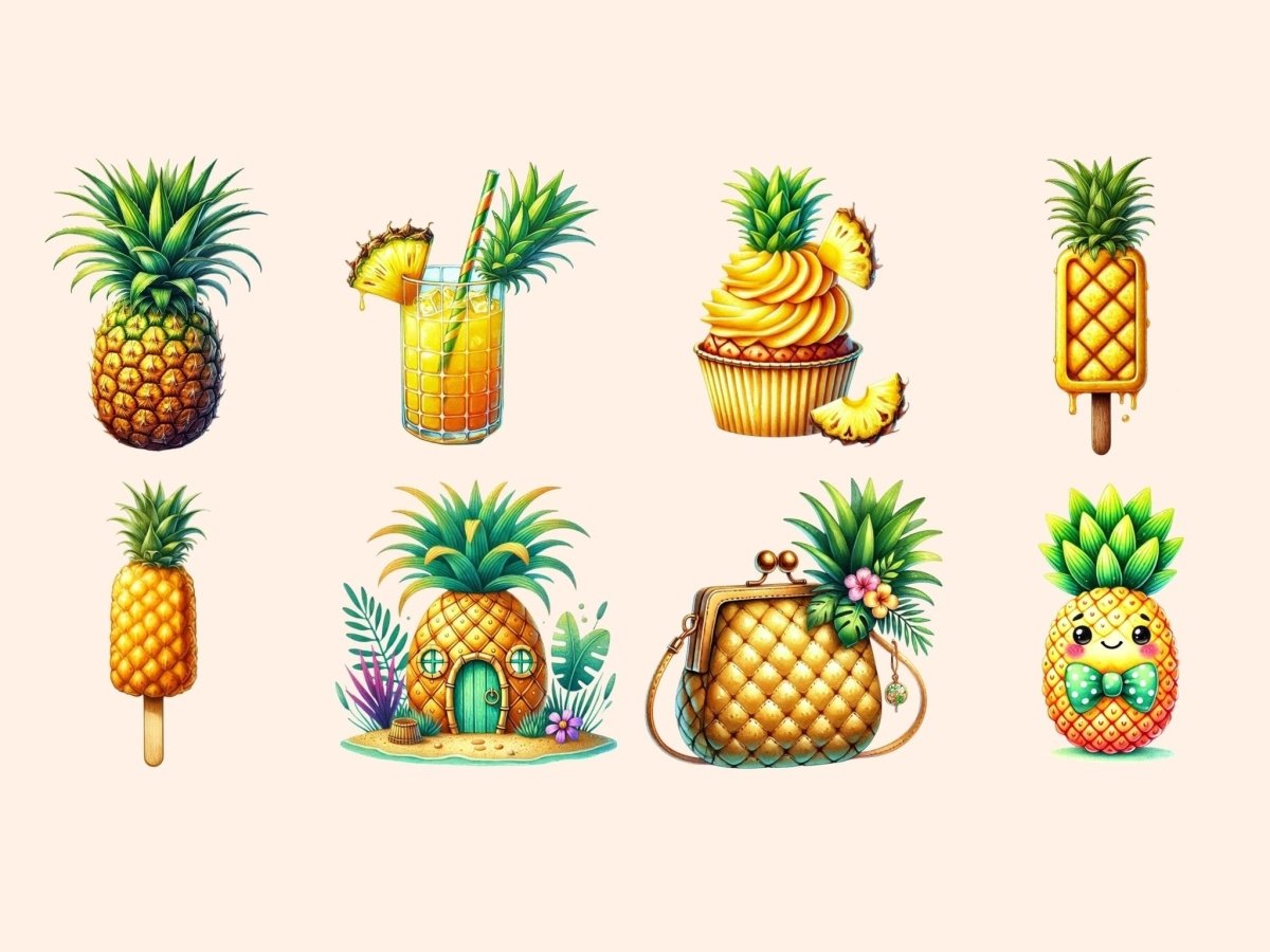 Pineapples Clipart beach fruit png cute pineapple png exotic fruit png - WondersArtist