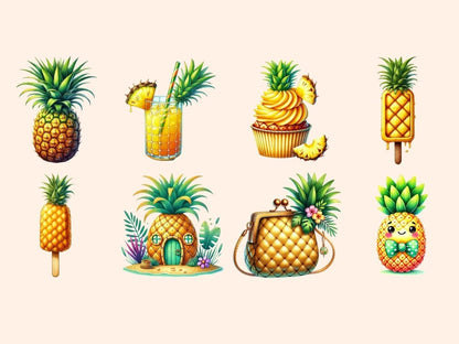 Pineapples Clipart beach fruit png cute pineapple png exotic fruit png - WondersArtist