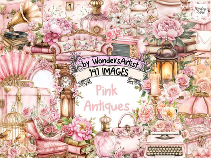 Pink Antiques Watercolor Clipart Antique Clipart - Wonders Artist