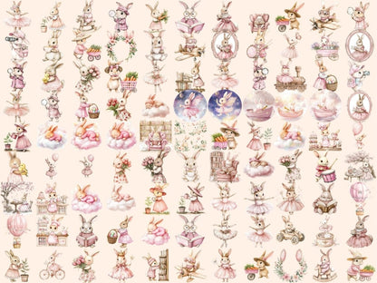 Pink Bunnies Watercolor Clipart adorable bunny png - Wonders Artist