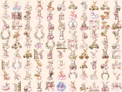 Pink Bunnies Watercolor Clipart adorable bunny png - Wonders Artist