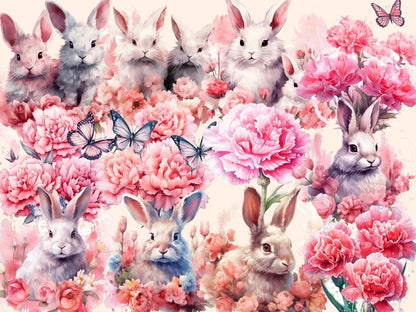 Pink Carnations Watercolor Clipart carnation bouquet - Wonders Artist