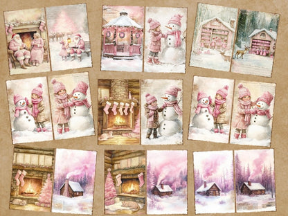 Pink Christmas Journal Pages (P1) Christmas Ephemera - Wonders Artist