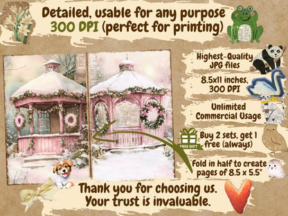 Pink Christmas Journal Pages (P1) Christmas Ephemera - Wonders Artist