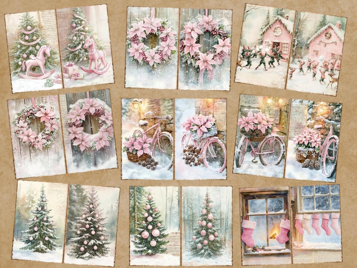 Pink Christmas Journal Pages (P2) Christmas Ephemera - Wonders Artist