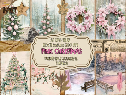 Pink Christmas Journal Pages (P2) Christmas Ephemera - Wonders Artist