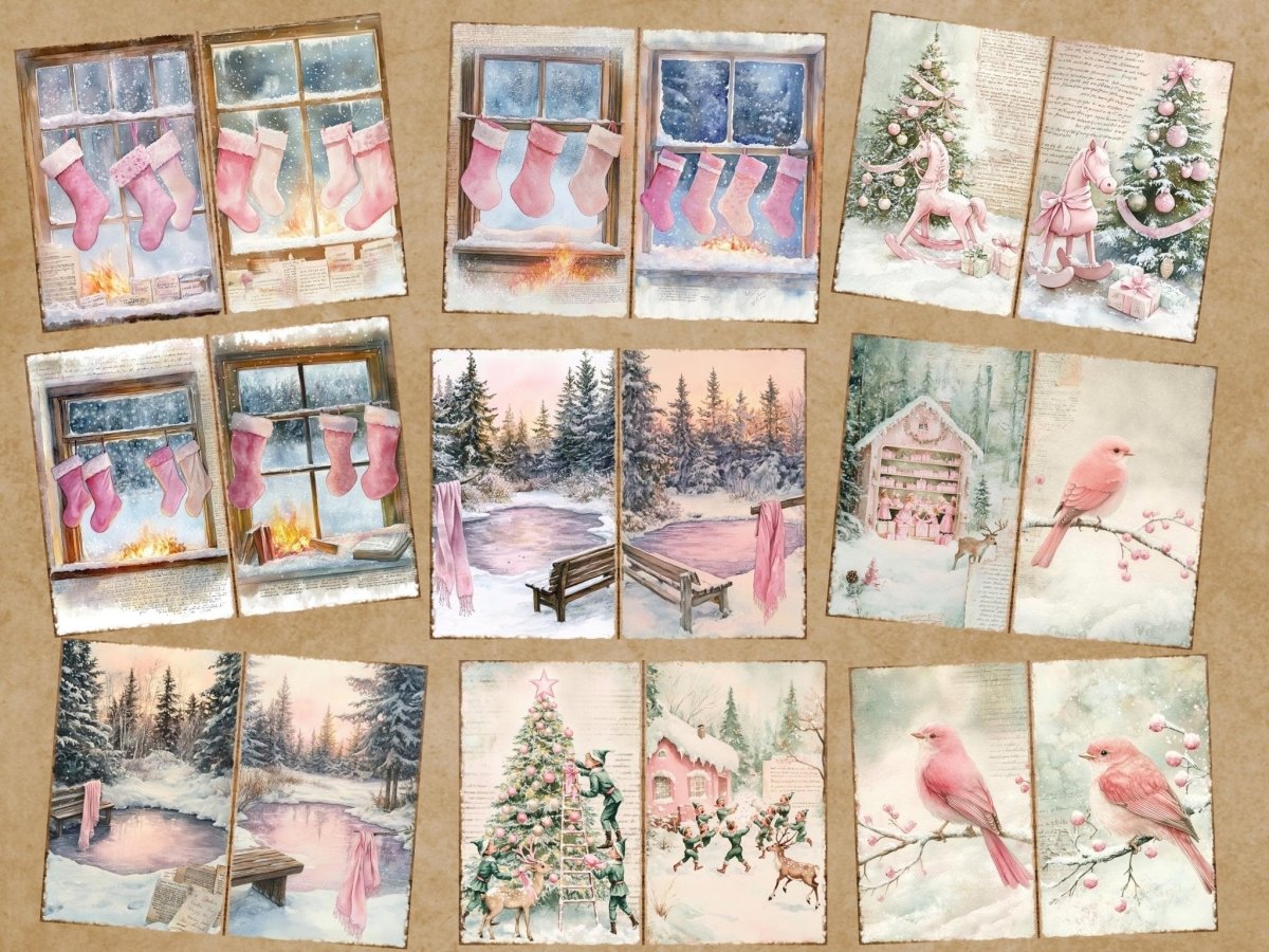 Pink Christmas Journal Pages (P2) Christmas Ephemera - Wonders Artist
