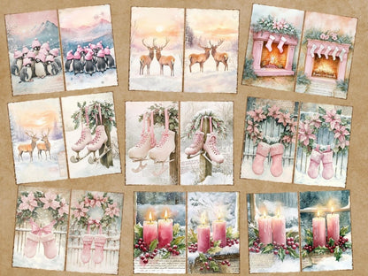 Pink Christmas Journal Pages (P3) Christmas Ephemera - Wonders Artist
