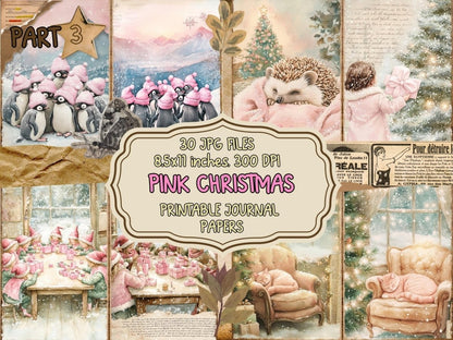 Pink Christmas Journal Pages (P3) Christmas Ephemera - Wonders Artist