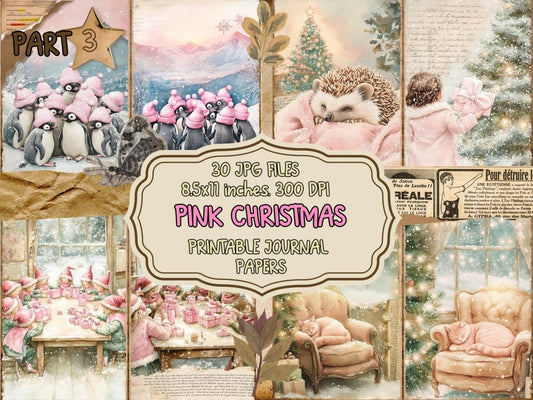 Pink Christmas Journal Pages (P3) Christmas Ephemera - Wonders Artist
