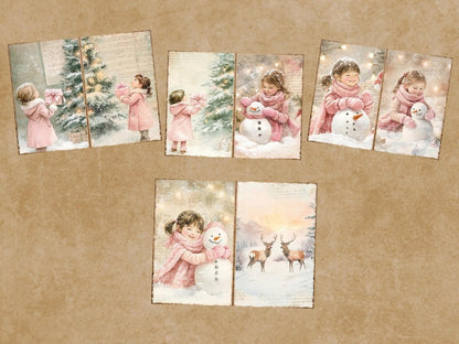 Pink Christmas Journal Pages (P3) Christmas Ephemera - Wonders Artist