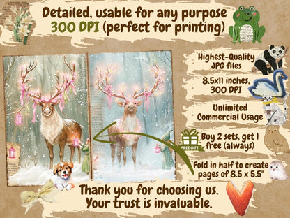 Pink Christmas Journal Pages (P4) Christmas Ephemera - Wonders Artist