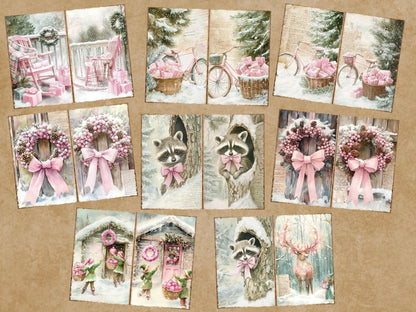 Pink Christmas Journal Pages (P4) Christmas Ephemera - Wonders Artist