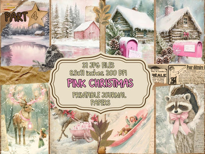 Pink Christmas Journal Pages (P4) Christmas Ephemera - Wonders Artist