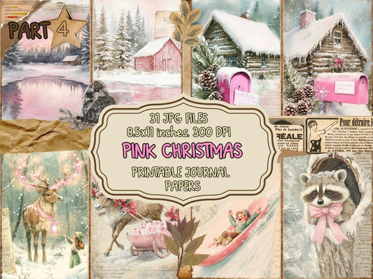 Pink Christmas Journal Pages (P4) Christmas Ephemera - Wonders Artist